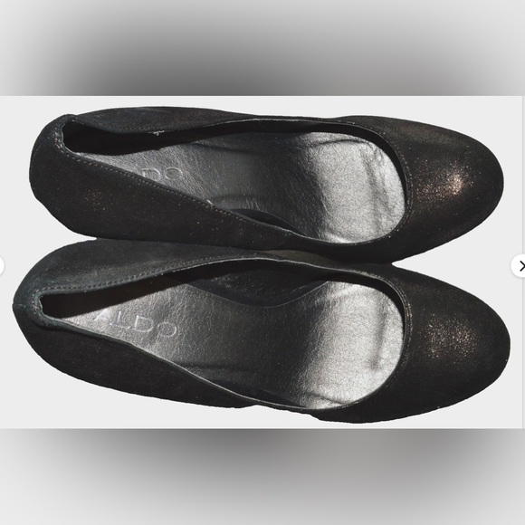 ALDO NEW 9 M 40 GLITTERY TEXTURED METALLIC SUEDE PLATFORM 5" STILETTO HEEL PUMPS - Picture 3 of 9